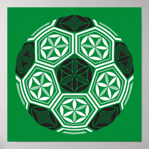 Póster geometría sagrada de fútbol verde