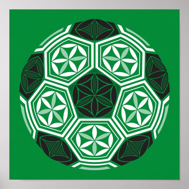 Póster geometría sagrada de fútbol verde (Frente)