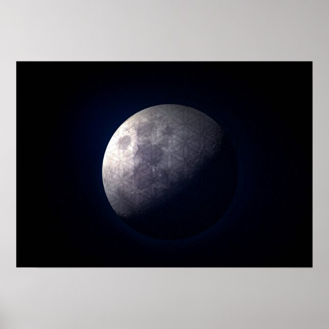 Póster Geometría sagrada - La flor de la vida en una luna (Frente)