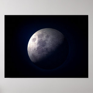 Póster geometría sagrada - La Flor de Vida en una luna