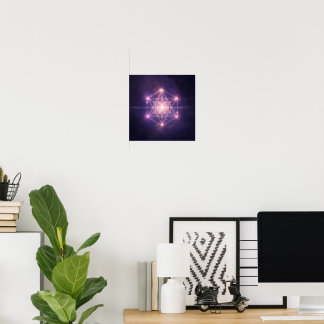Póster Geometría Sagrada Luminosa Luz Cósmica