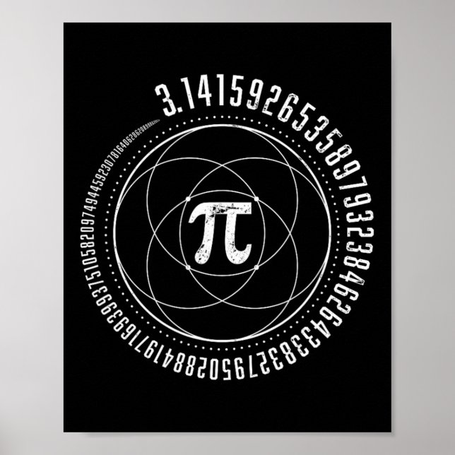 Póster Geometría Sagrada Pi Math Science Stem 3.14 Pi Día (Frente)