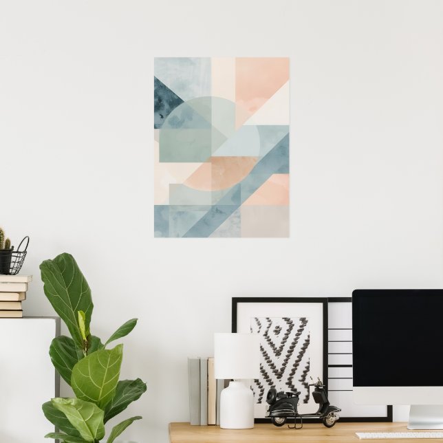 Póster Geometría suave de pastel - Resumen de la impresió (Oficina en casa)