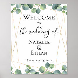 Póster Geometric Eucalyptus Foliage Wedding Welcome