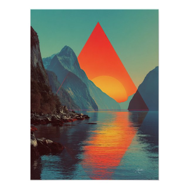 Póster Geometric Fjord Sunset (Anverso)