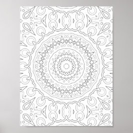 Póster Geometric Floral Mandala Coloring Design