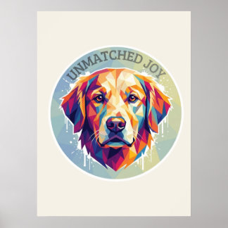 Póster Geometric Golden Retriever - Colorful Pop-Art T-Sh