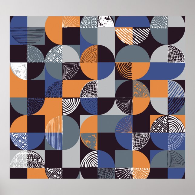 Póster Geometric Handdrew: Doodles Creativos Sin Marea. (Frente)