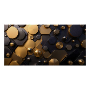 Póster Geometric Metallact Abstract Wall Art - Oro y Bl