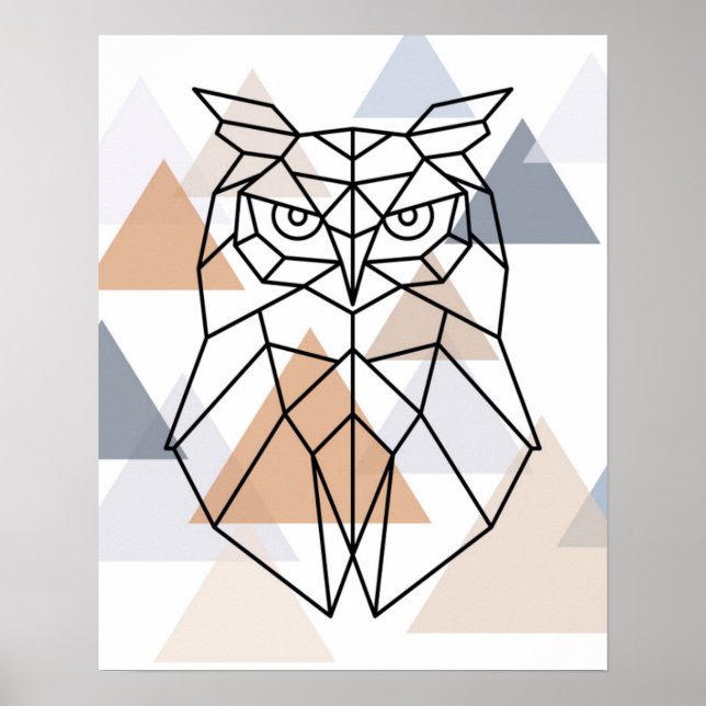 Póster Geometric Owl Design (Frente)