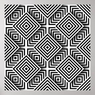 Póster Geometric pattern. Black and white. Squares and st