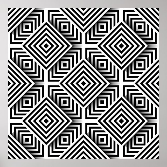 Póster Geometric pattern. Black and white. Squares and st (Frente)