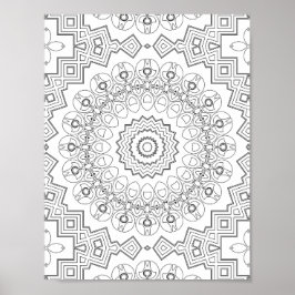 Póster Geometric Petal Ring Coloring Page Artwork Design
