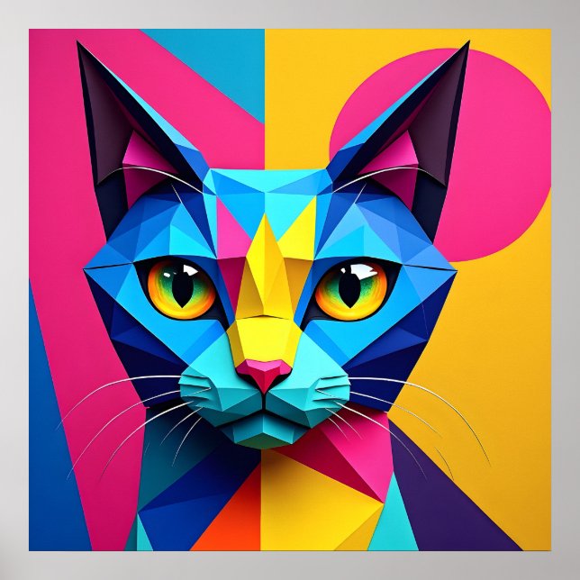 Póster Geometric Pop Art Cat (Frente)