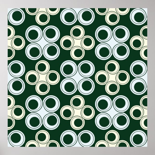 Póster Geometric Retro Circles Pattern (Frente)