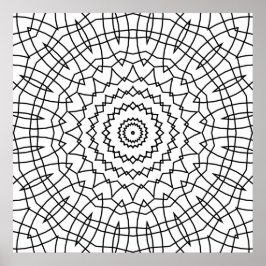 Póster Geometric Spiral Mandala with Angular Web Lines