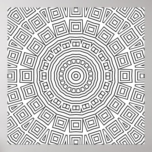 Póster Geometric Square Spiral Mandala Pattern Design (Frente)