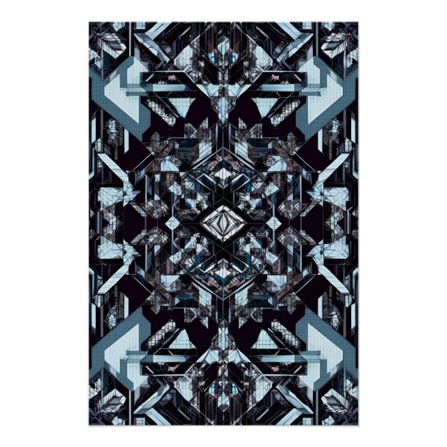 Póster Geometric Tech Grid: Cybernetic Blueprint MK-1207 (Anverso)