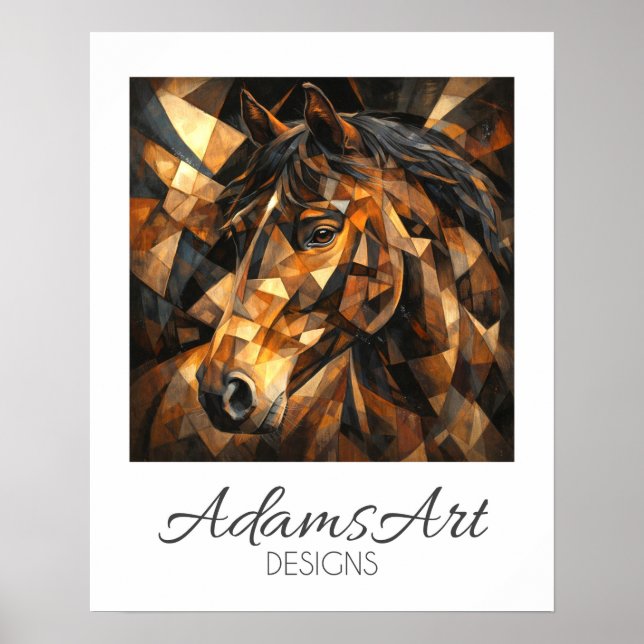 Póster Geometric Wild Horse Abstract Art (Frente)