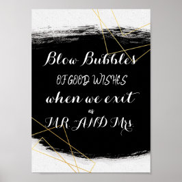 Póster Geométrica de acuarela moderna de color negro y or