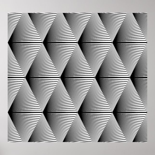 Póster Geométrica de diamante: diseño de cosecha monocrom (Frente)