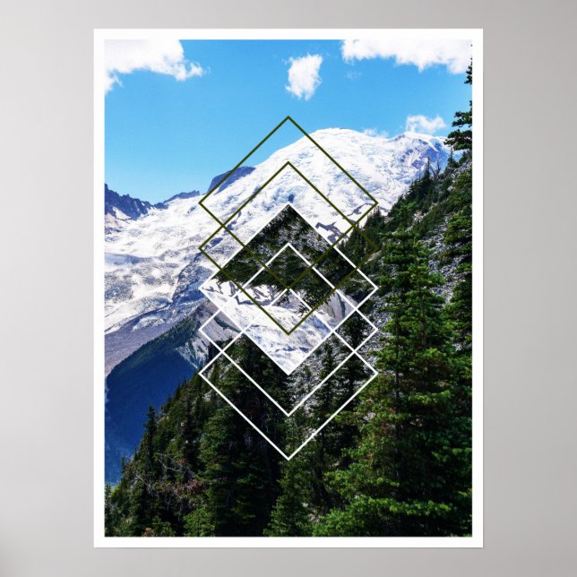 Póster Geométrica de Mount Rainier (Frente)