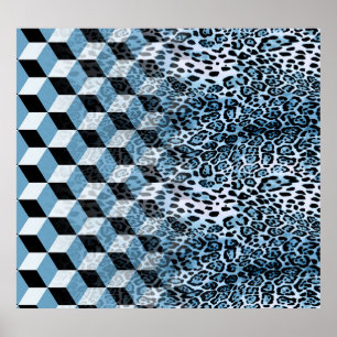 Póster Geométrica Leopard, Diseño de Piel Animal.