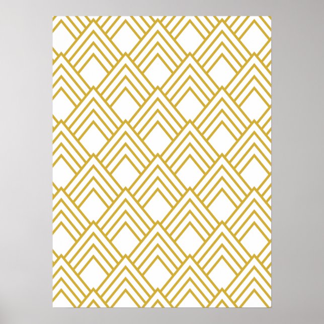 Póster Geométrico abstracto, blanco y dorado (Frente)