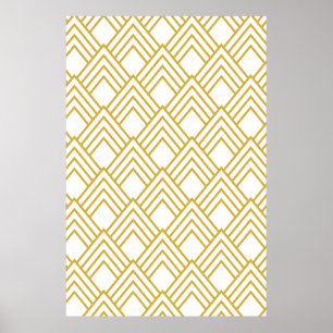 Póster Geométrico abstracto, blanco y dorado