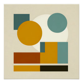 Póster Geométrico Abstracto De La Mitad Del Siglo Moderno