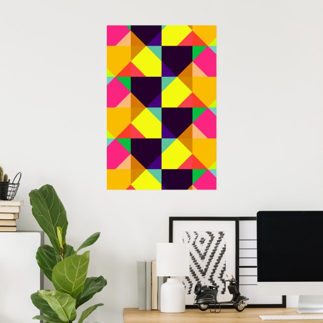 Póster geométrico abstracto moderno colorido (Oficina en casa)
