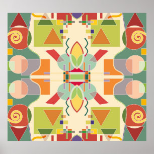 Póster Geométrico artístico: patrón colorido sin foco