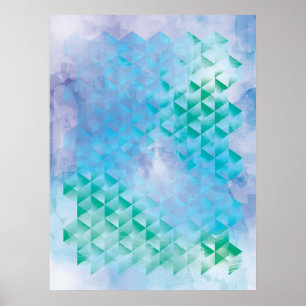Póster Geométrico azul y verde