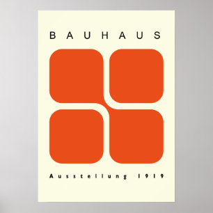 Póster Geométrico Bauhaus Naranja Impresión Retro