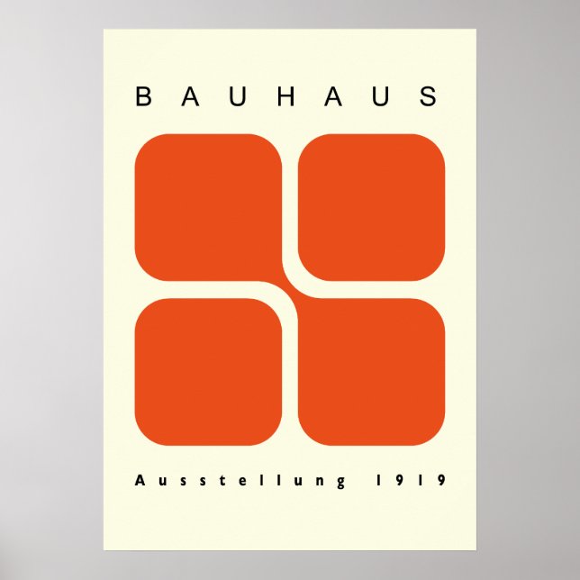 Póster Geométrico Bauhaus Naranja Impresión Retro (Frente)