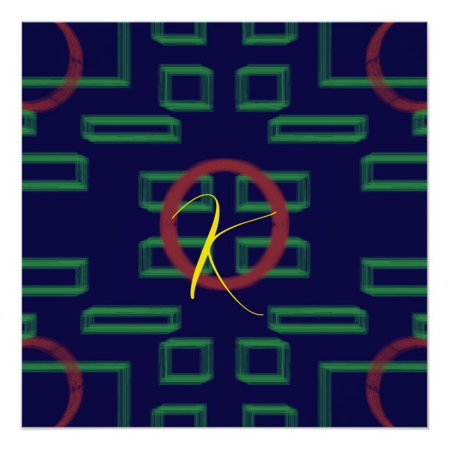 Póster Geométrico de cuadrados azules (Anverso)