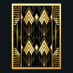Póster Geométrico de estilo Art Deco<br><div class="desc">Creé este Poster de estilo geométrico Art Deco usando plantillas de patrones comerciales. En negro y oro representa el Art Deco. Esta co-poster debería ser enmarcada y colgada en una pared de su casa. Por favor, vea el menú lateral para ver los tamaños.</div>