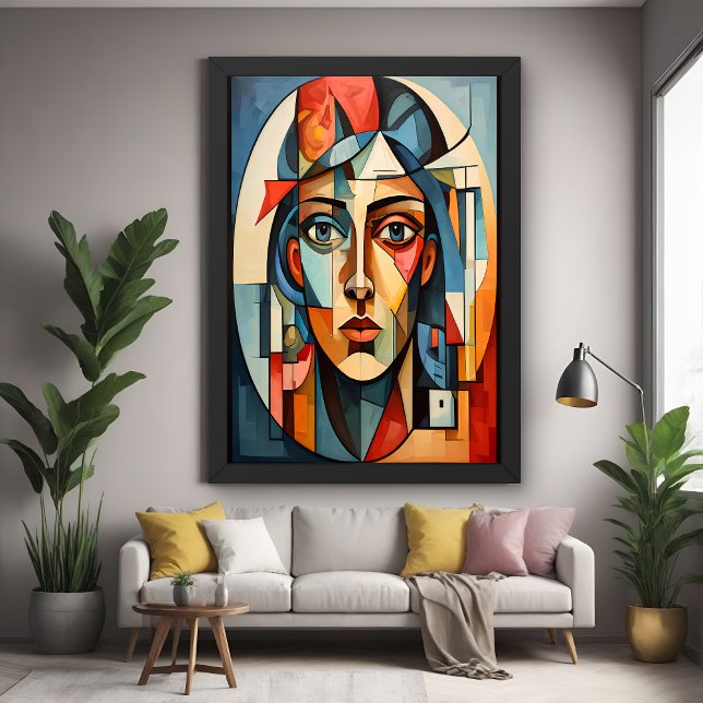 Póster geométrico de retrato cubista moderno (Subido por el creador)