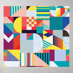 Póster Geométrico Decorativo: Patrón Resumen Vintage.