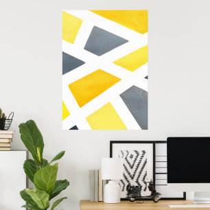 Póster Geométrico gris amarillo