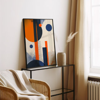 Póster Geométrico minimalista negro y Naranja