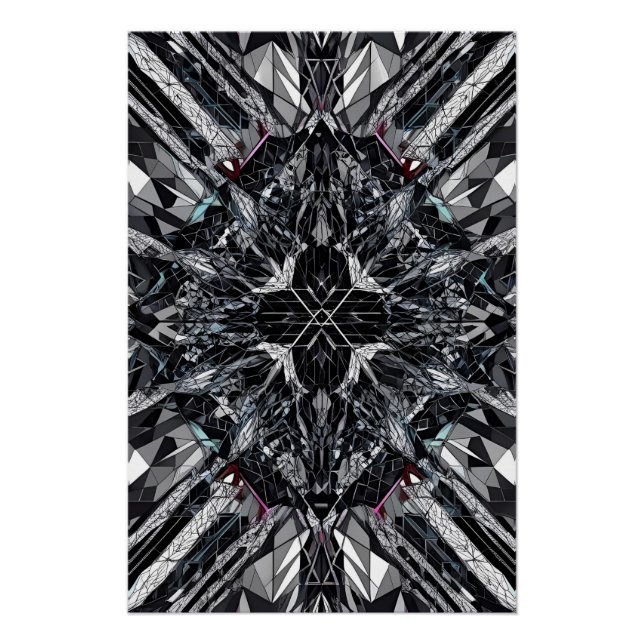 Póster Geométrico monocromo: Resumen Nexo Polígono D-4 (Anverso)