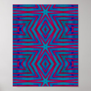 Póster Geométrico rojo y azul de estrella
