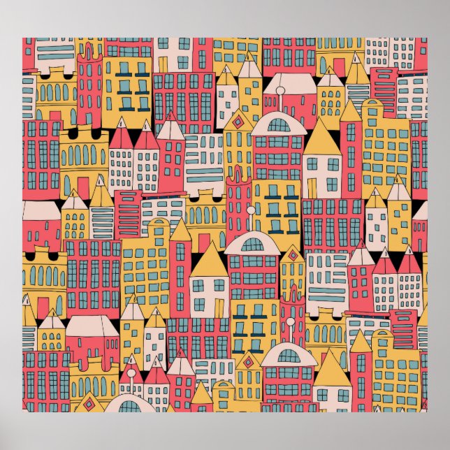 Póster Geométrico triangular: fondo abstracto colorido (Frente)