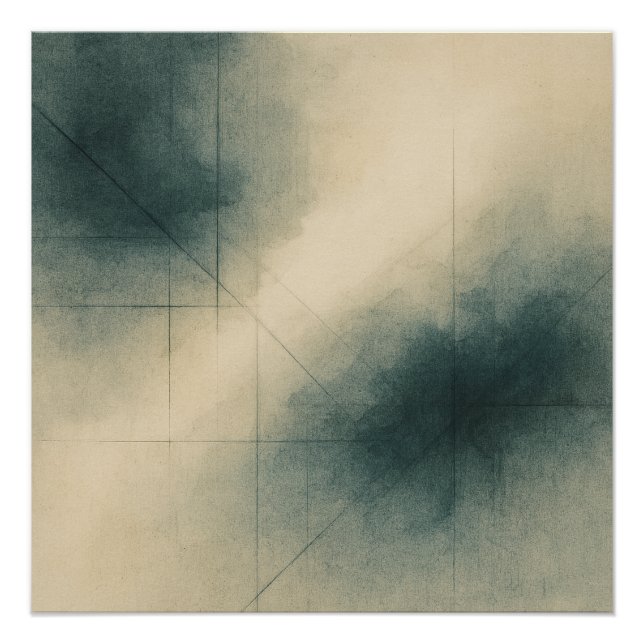 Póster Geometry of Emotion Pt3 Japandi Teal Gray (Anverso)