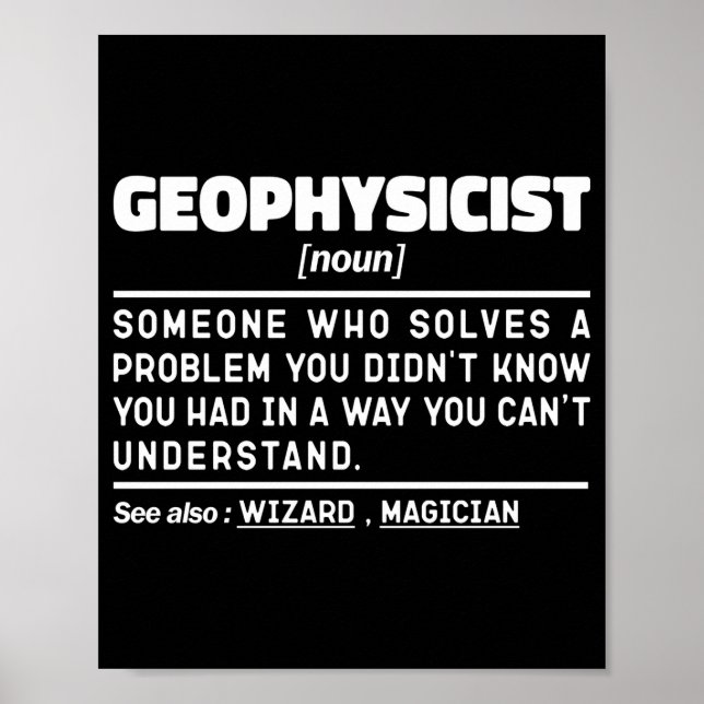 Póster Geophysicist Noun Definition Geophysics Lover Cool (Frente)