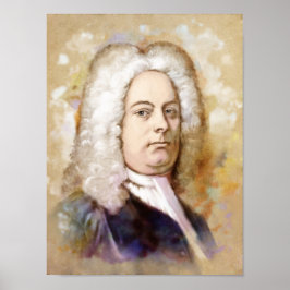 Póster Georg Friedrich Händel Portrait im Aquarell Style