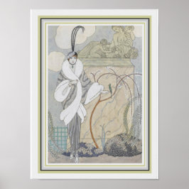 Póster George Barbier Art deco Feather & Fur 12 x 16