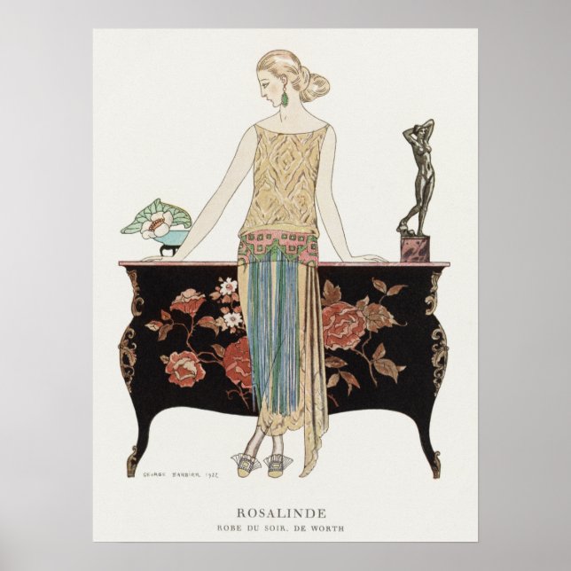 Póster George Barbier, The Evening Robe, Moda de 1922 (Frente)