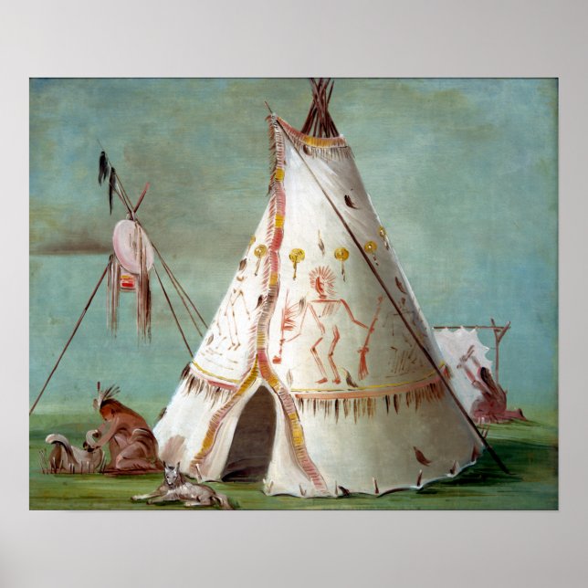 Póster George Catlin Crow Lodge de 25 búfalos (Frente)